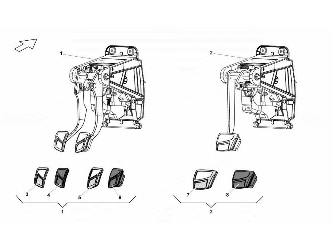 lamborghini gallardo lp560-4s update teilediagramm der pedalbox-baugruppe