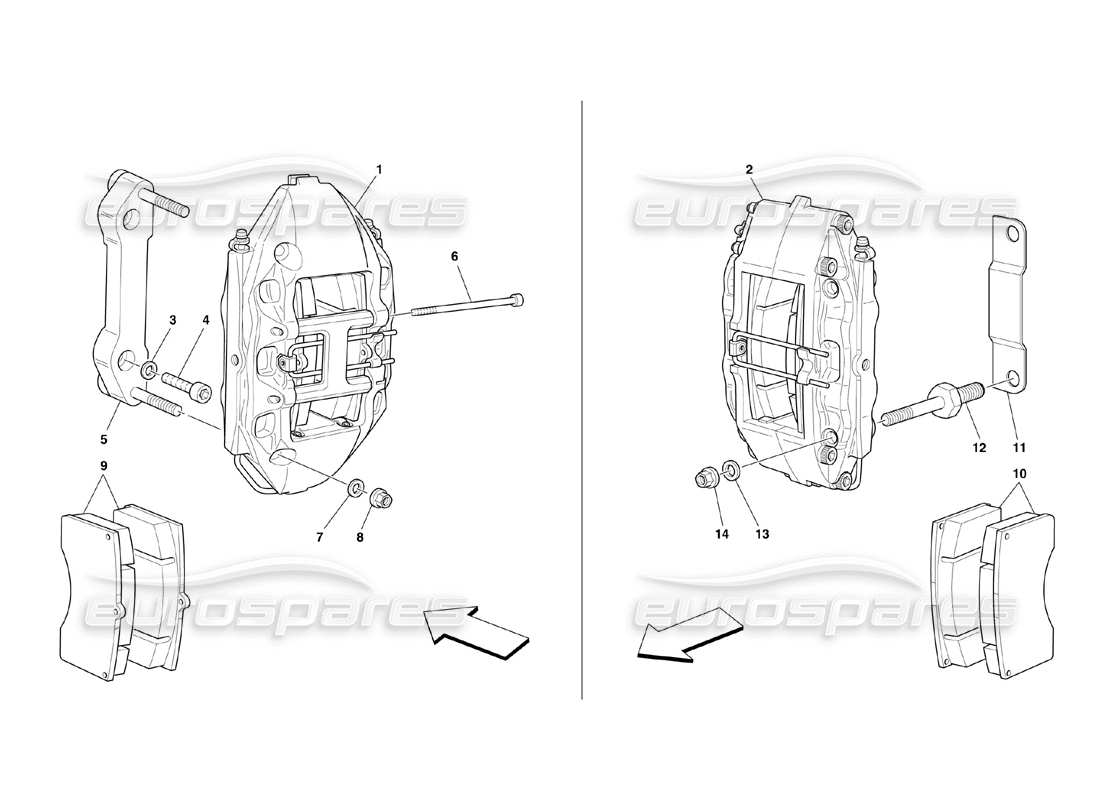 ferrari 360 challenge (2000) bremssättel für vorder- und hinterradbremsen - teilediagramm