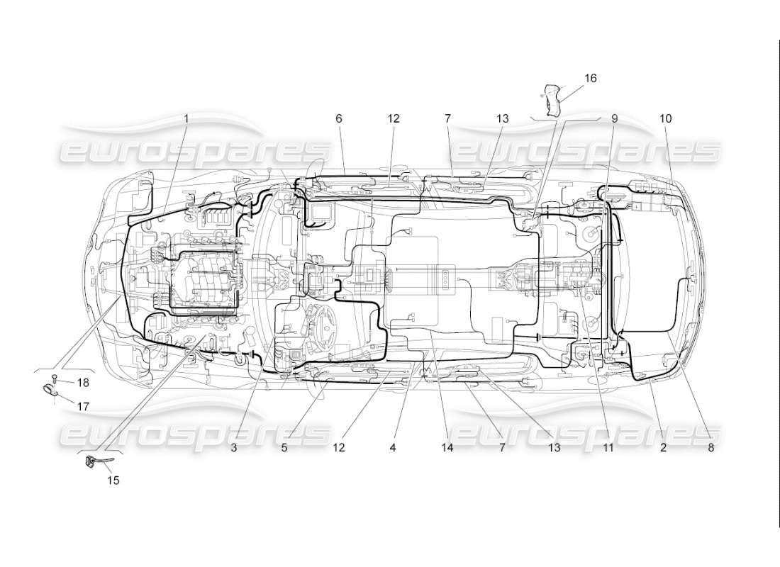 maserati qtp. (2007) 4.2 f1 hauptverkabelung teilediagramm