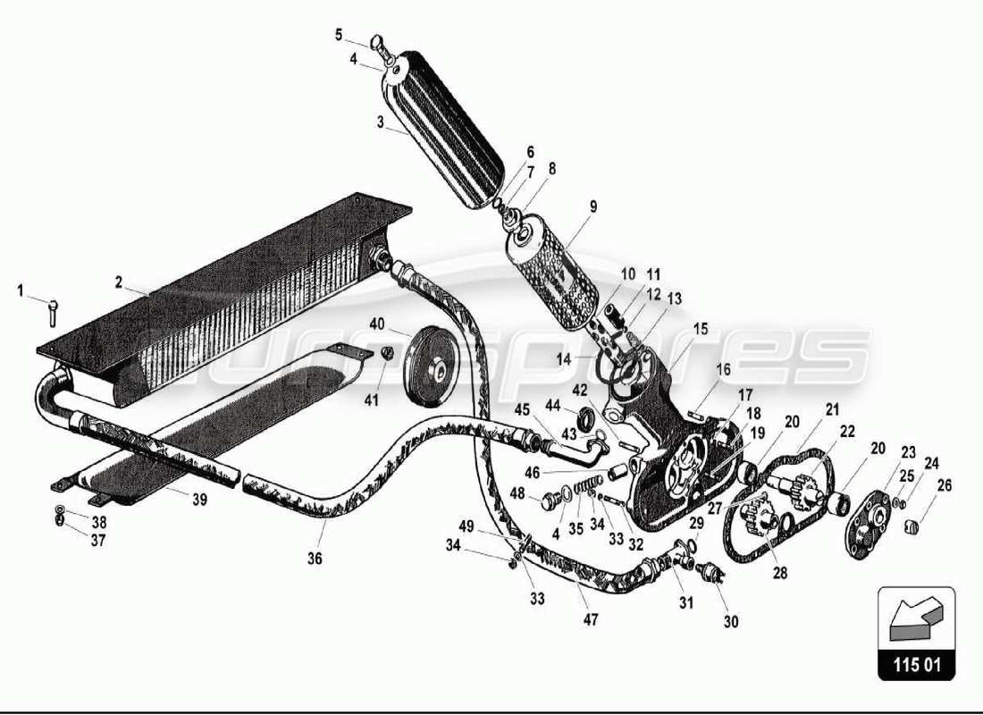 lamborghini 350 gt ölsystem teilediagramm