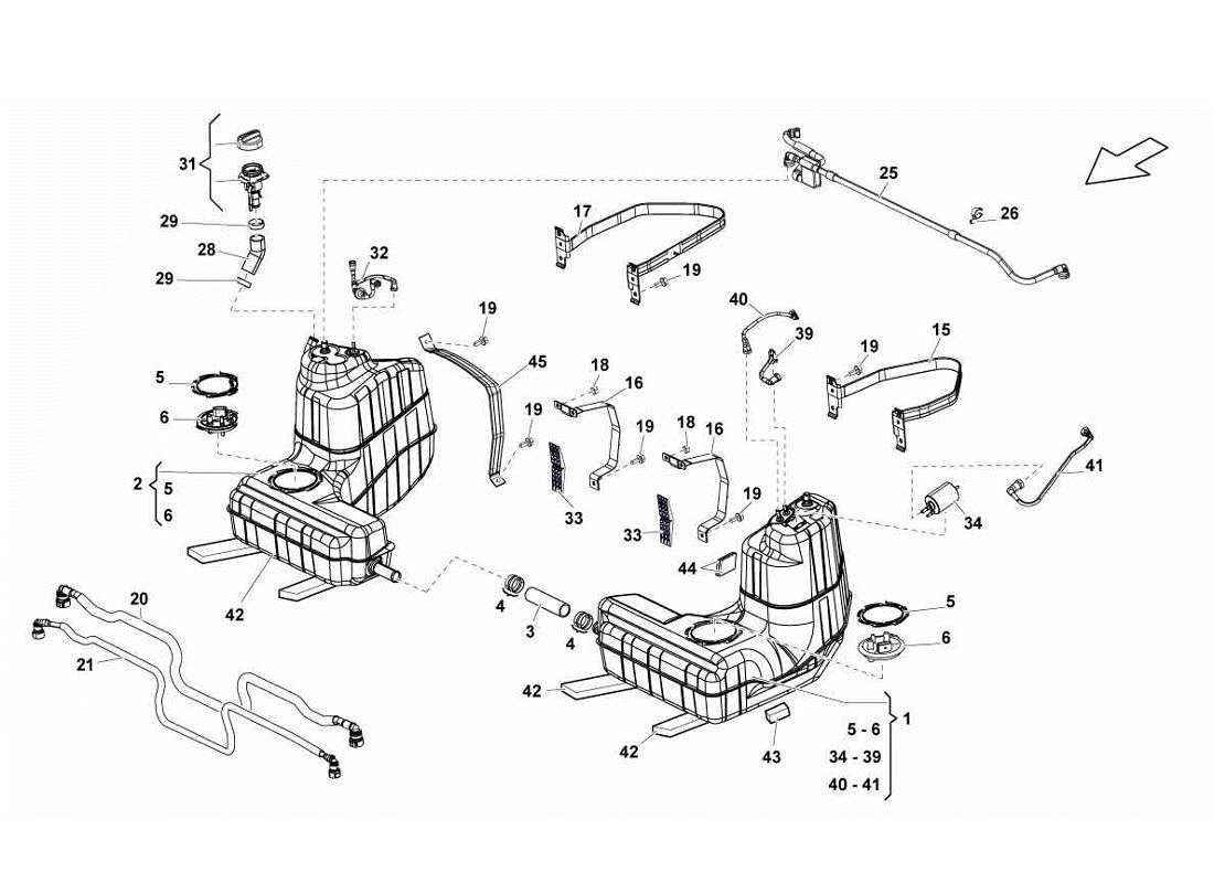lamborghini gallardo lp570-4s perform teilediagramm für tanks und implantate
