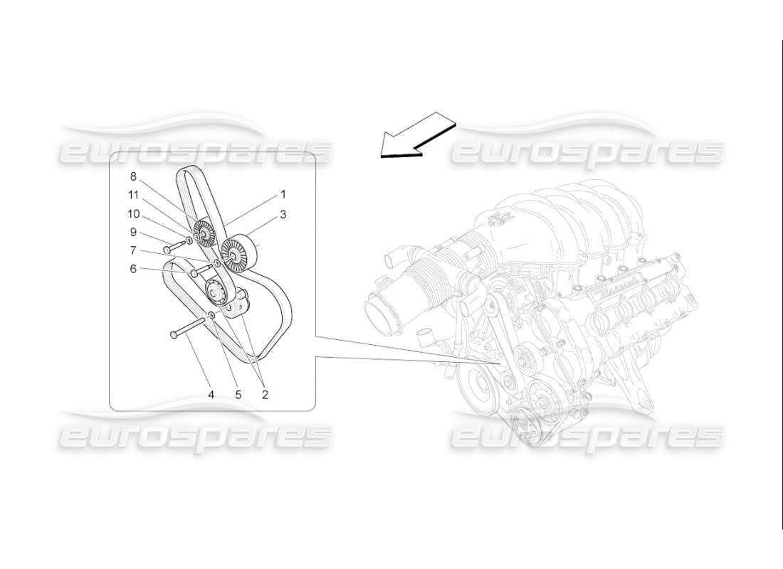 maserati qtp. (2007) 4.2 f1 zusatzgeräteriemen ersatzteildiagramm