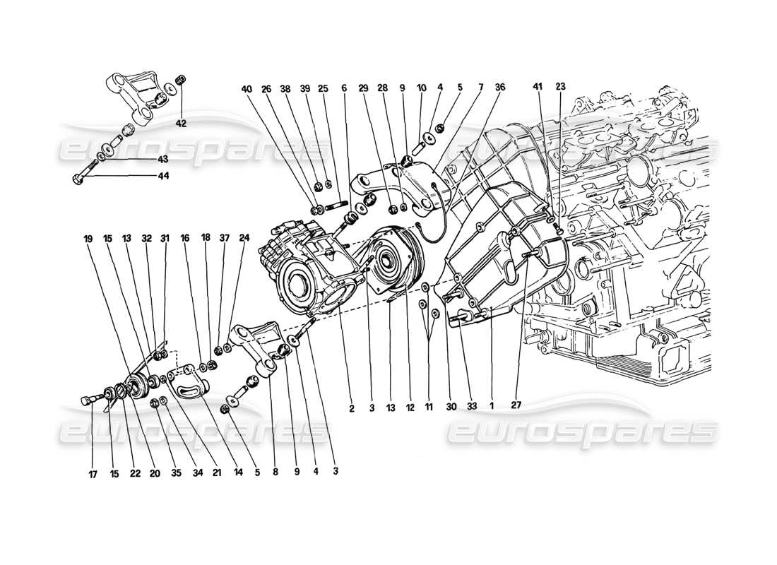 ferrari 308 gtb (1980) klimakompressor und steuerung teilediagramm