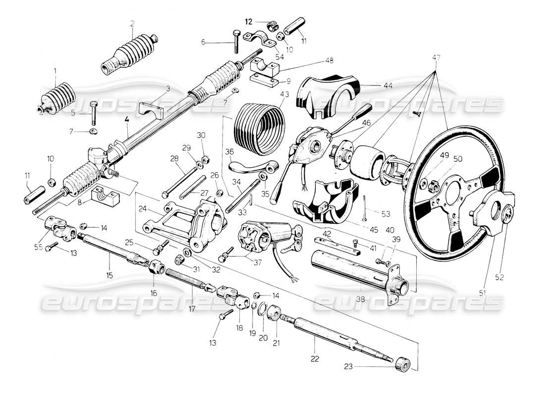 lamborghini countach 5000 qv (1985) lenkung (gültig für qv-variante – januar 1987) teilediagramm