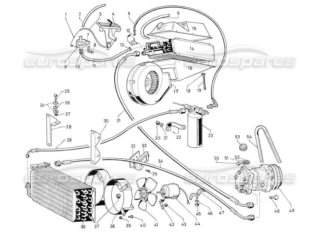 lamborghini countach 5000 qv (1985) klimaanlage und heizung (gültig für qv-variante - januar 1987) teilediagramm