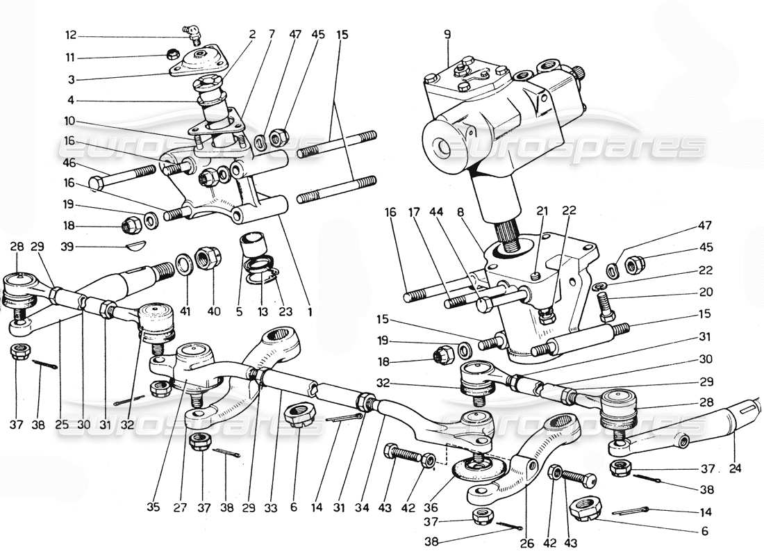 ferrari 365 gtc4 (mechanical) lenkgestänge teilediagramm