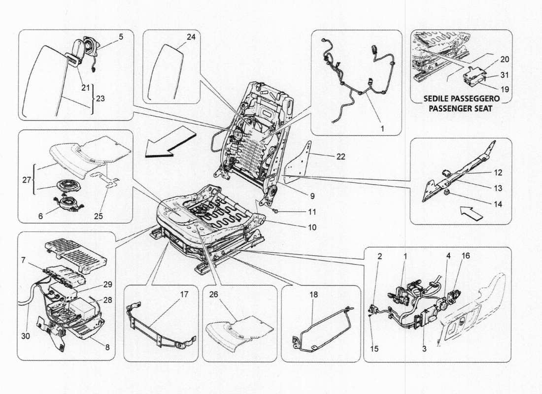 maserati qtp. v6 3.0 bt 410bhp 2015 vordersitzelektronik teilediagramm