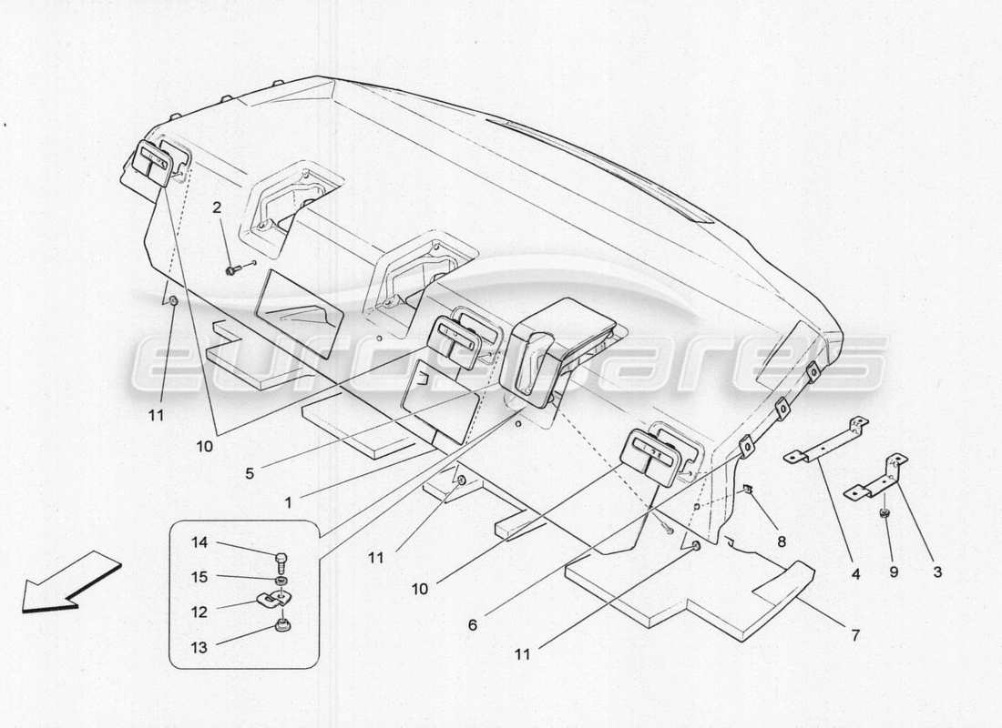 maserati qtp. v8 3.8 530bhp 2014 auto hintere hauablage ersatzteildiagramm