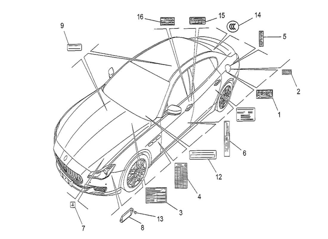 maserati qtp. v8 3.8 530bhp 2014 aufkleber und etiketten teilediagramm