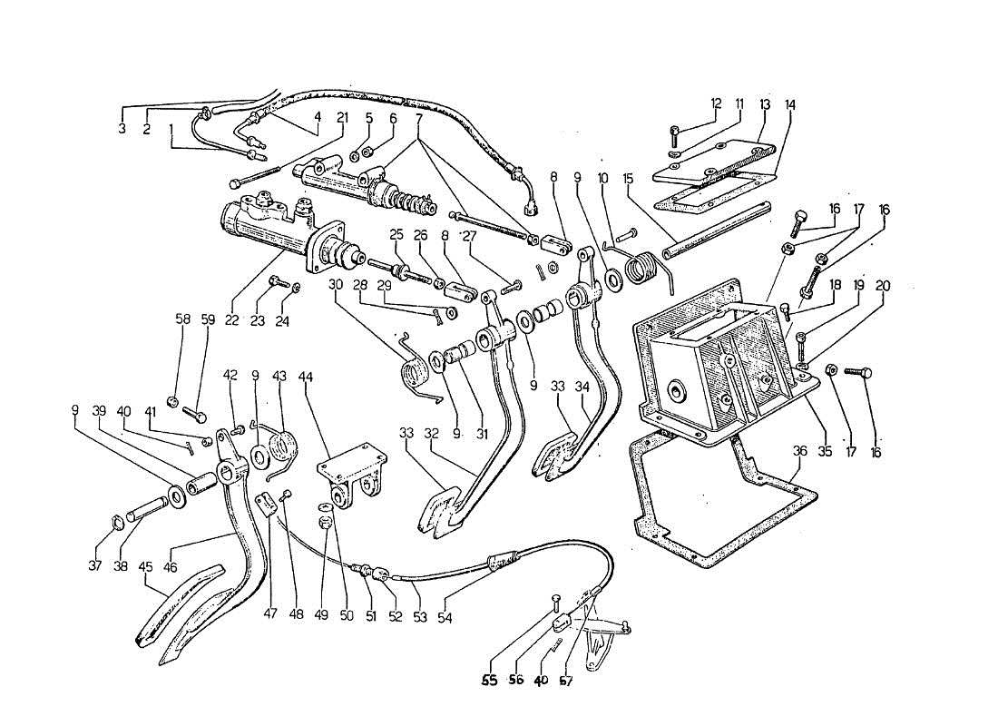lamborghini jarama pedalboard parts diagram