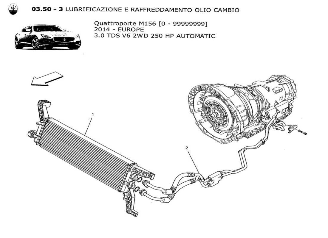 maserati qtp. v6 3.0 tds 250bhp 2014 schmierung und getriebeölkühlung teilediagramm