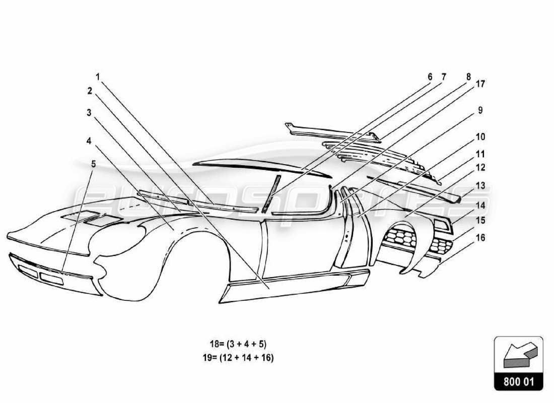 lamborghini miura p400s body-teilediagramm