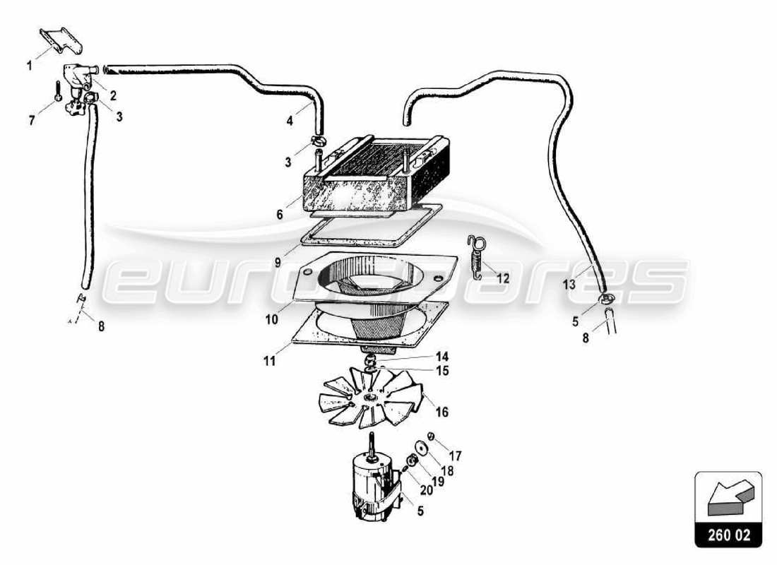 lamborghini miura p400s teilediagramm der klimaanlage