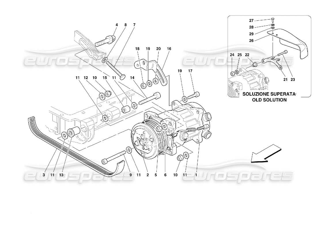 ferrari 355 (2.7 motronic) teilediagramm des klimakompressors