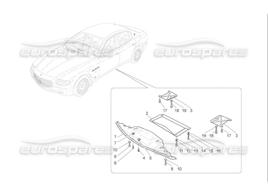 maserati qtp. (2007) 4.2 f1 unterboden- und unterflurschutz teilediagramm