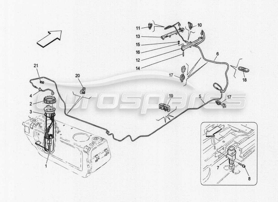 maserati granturismo special edition kraftstoffpumpen und anschlussleitungen ersatzteildiagramm