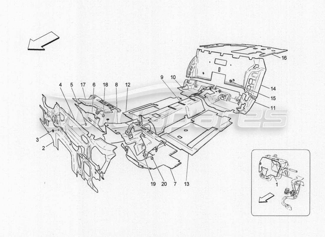 maserati granturismo special edition schallschutzplatten im fahrzeugteildiagramm