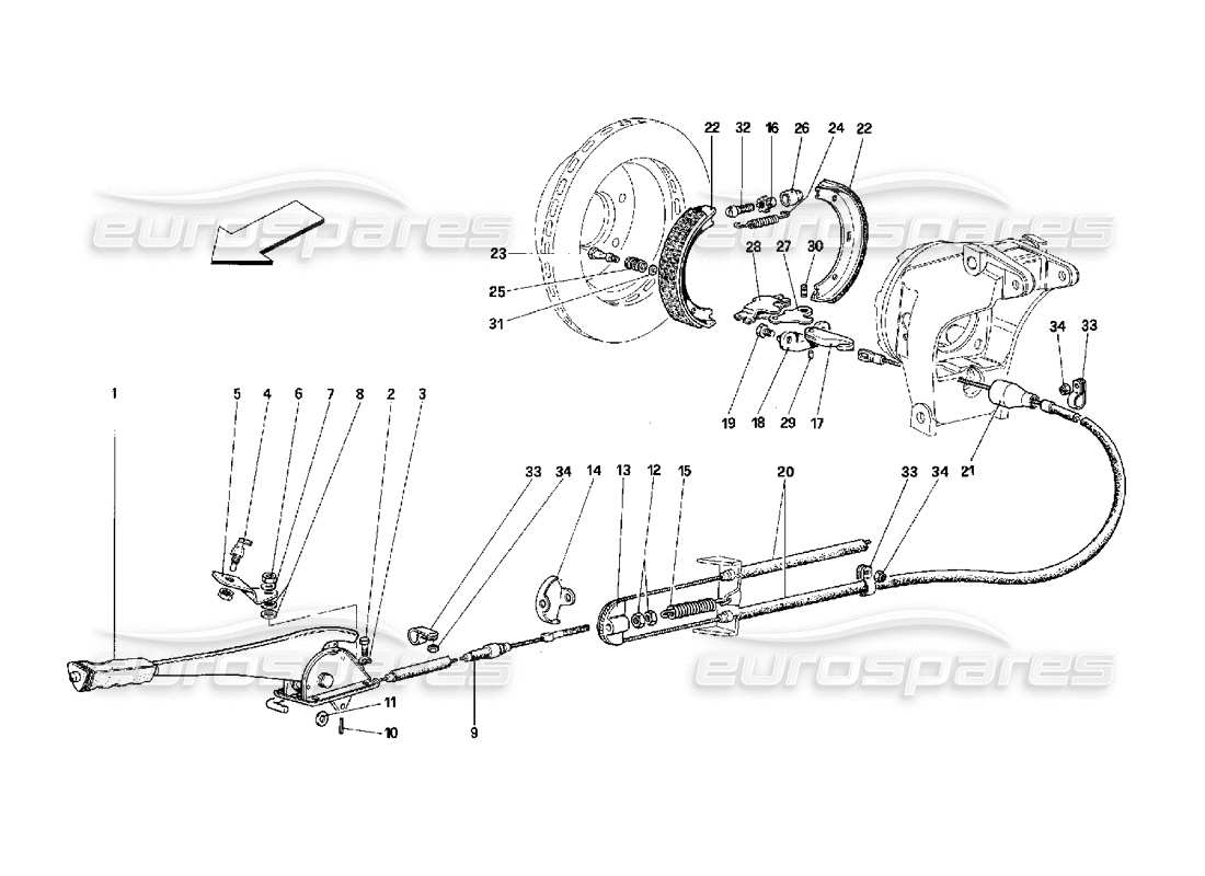 ferrari 348 (2.7 motronic) teilediagramm der handbremssteuerung