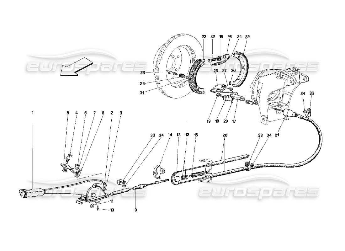 ferrari 348 (2.7 motronic) handbremssteuerung teilediagramm