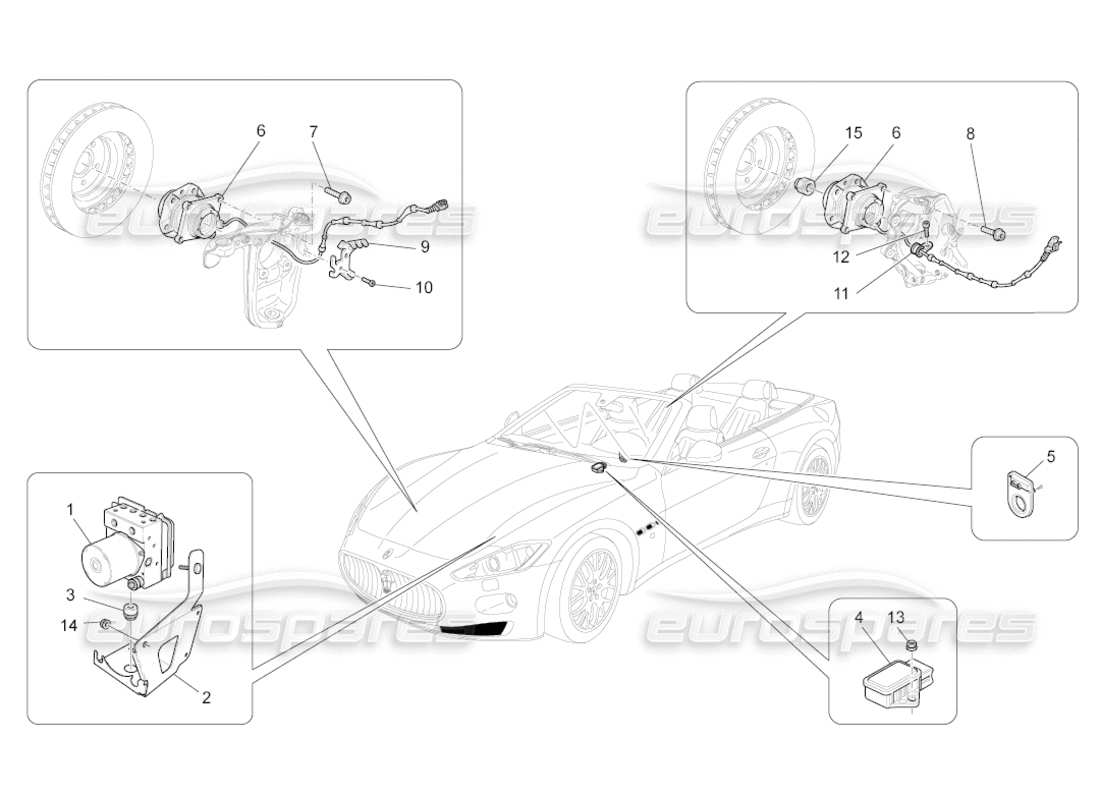 maserati grancabrio (2010) 4.7 bremssteuersysteme teilediagramm