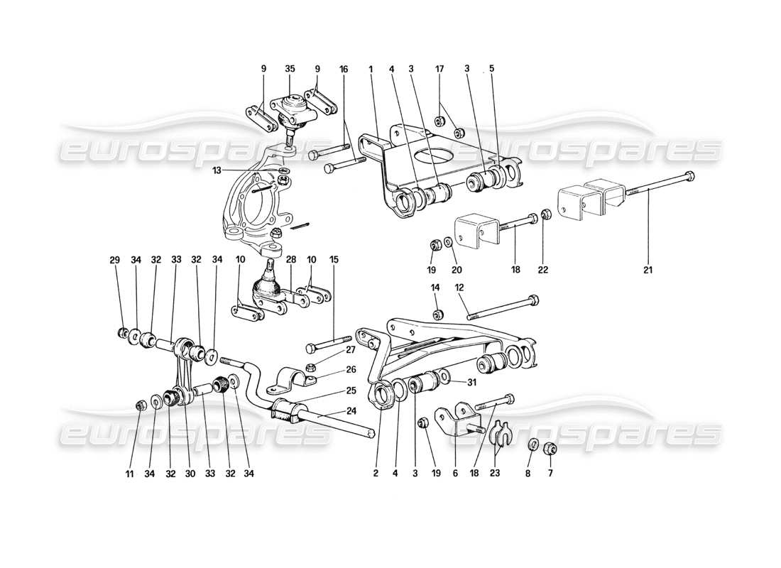 ferrari 328 (1985) vorderradaufhängung - querlenker-teilediagramm