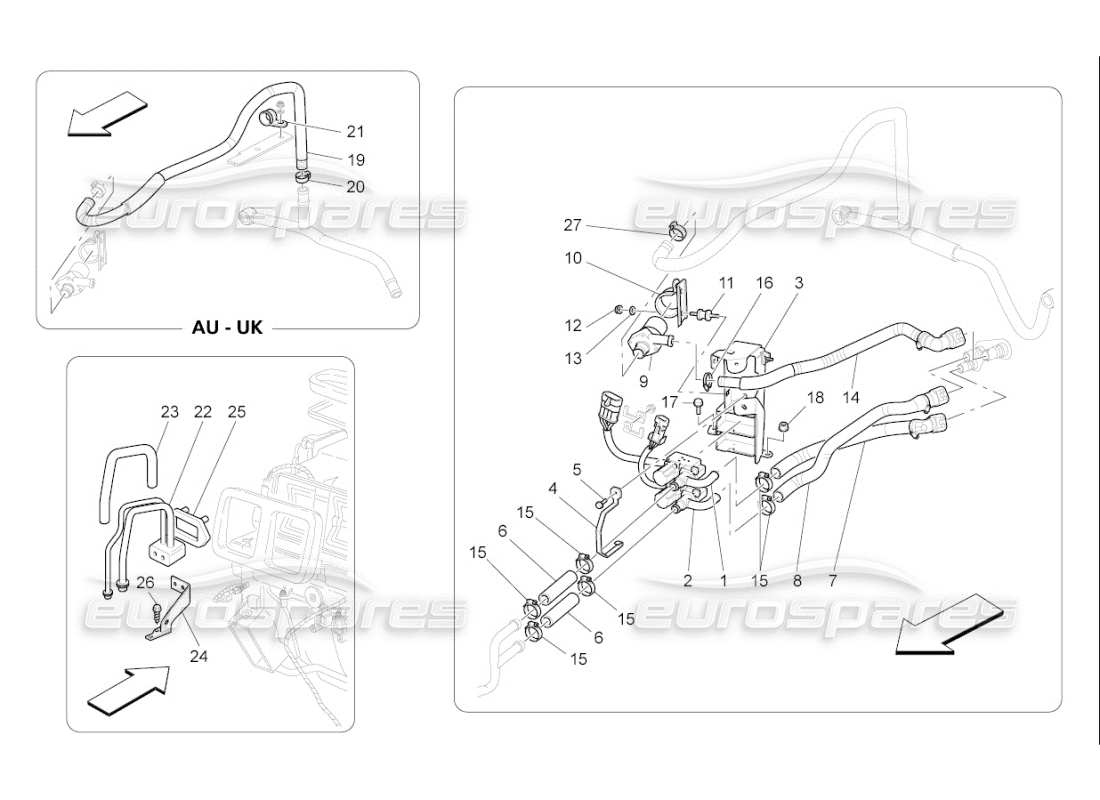 maserati qtp. (2007) 4.2 f1 klimaanlage: teilediagramm für geräte im motorraum