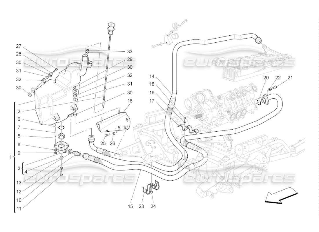 maserati qtp. (2007) 4.2 f1 schmiersystem: kreislauf und sammlung teilediagramm