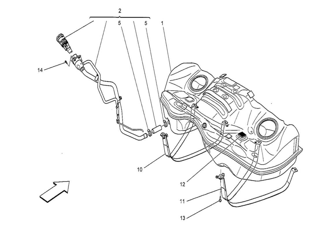 maserati qtp. v8 3.8 530bhp 2014 treibstofftank teilediagramm