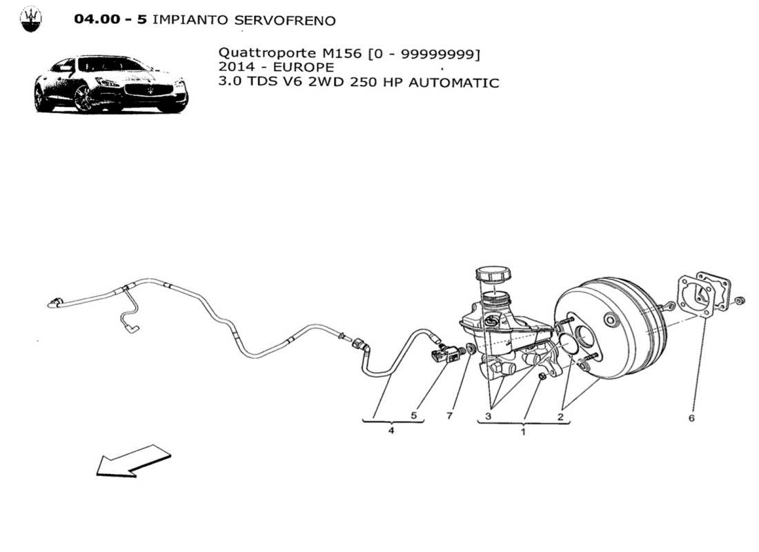 maserati qtp. v6 3.0 tds 250bhp 2014 bremsservosystem teilediagramm