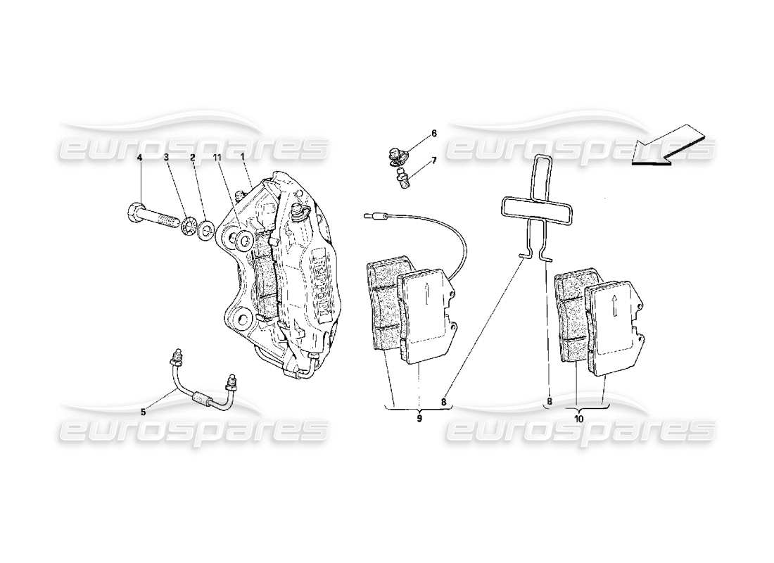 ferrari 348 (2.7 motronic) bremssättel für vorder- und hinterradbremsen - teilediagramm