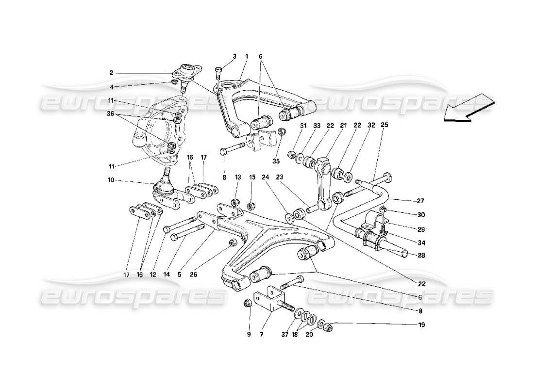 ferrari 348 (2.7 motronic) vorderradaufhängung - querlenker-teilediagramm