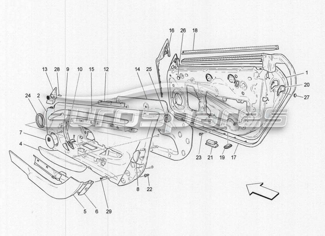 maserati grancabrio mc centenario teilediagramm für vordertürverkleidungen