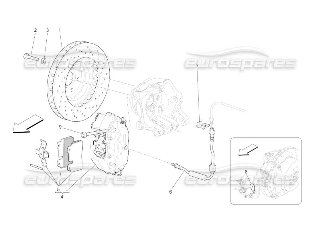 maserati grancabrio (2010) 4.7 bremsvorrichtungen an den hinterrädern ersatzteildiagramm