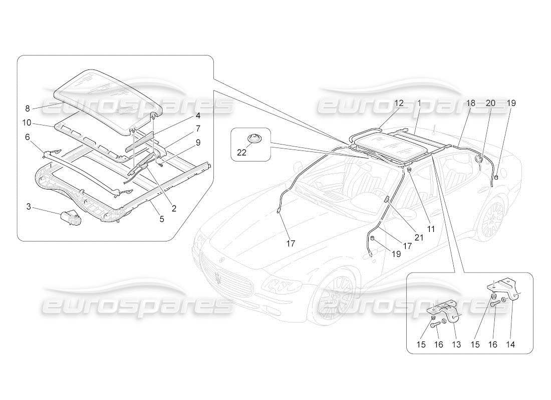 maserati qtp. (2011) 4.7 auto schiebedach-teilediagramm