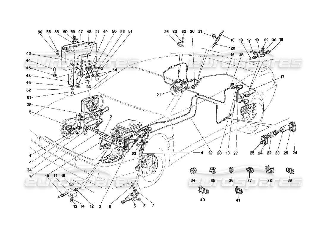 ferrari 348 (2.7 motronic) bremssystem teilediagramm