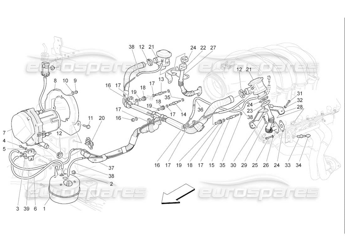 maserati qtp. (2007) 4.2 f1 zusatzluftsystem teilediagramm