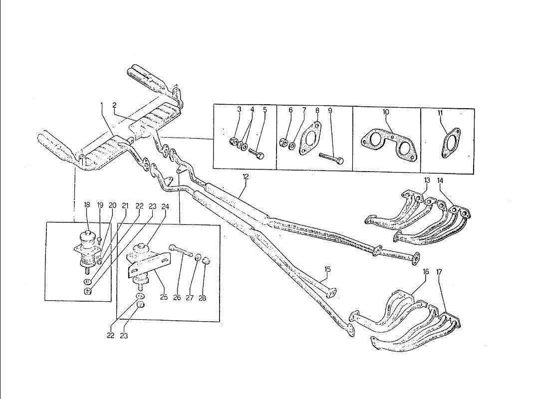 lamborghini jarama tubi di scarico teilediagramm