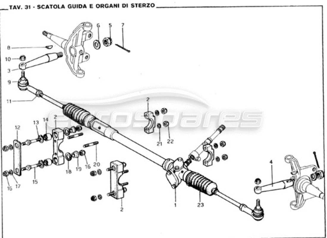 ferrari 246 gt series 1 lenkgetriebe und lenkgestänge teilediagramm