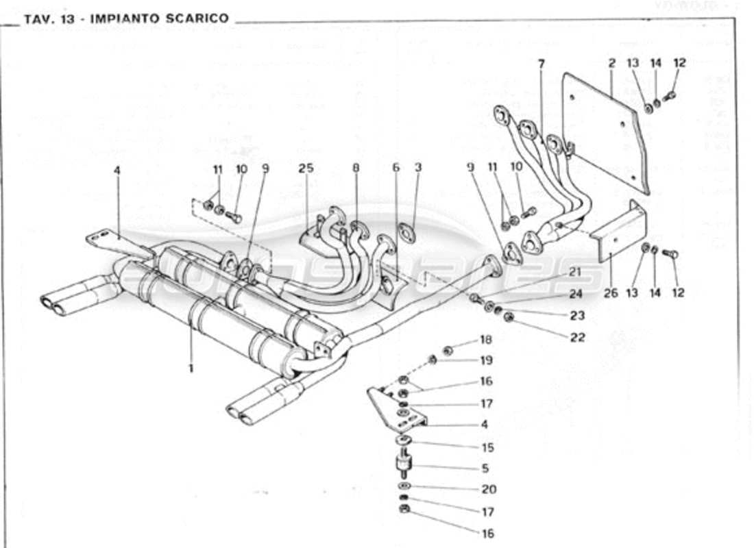 ferrari 246 gt series 1 montage der auspuffrohre teilediagramm