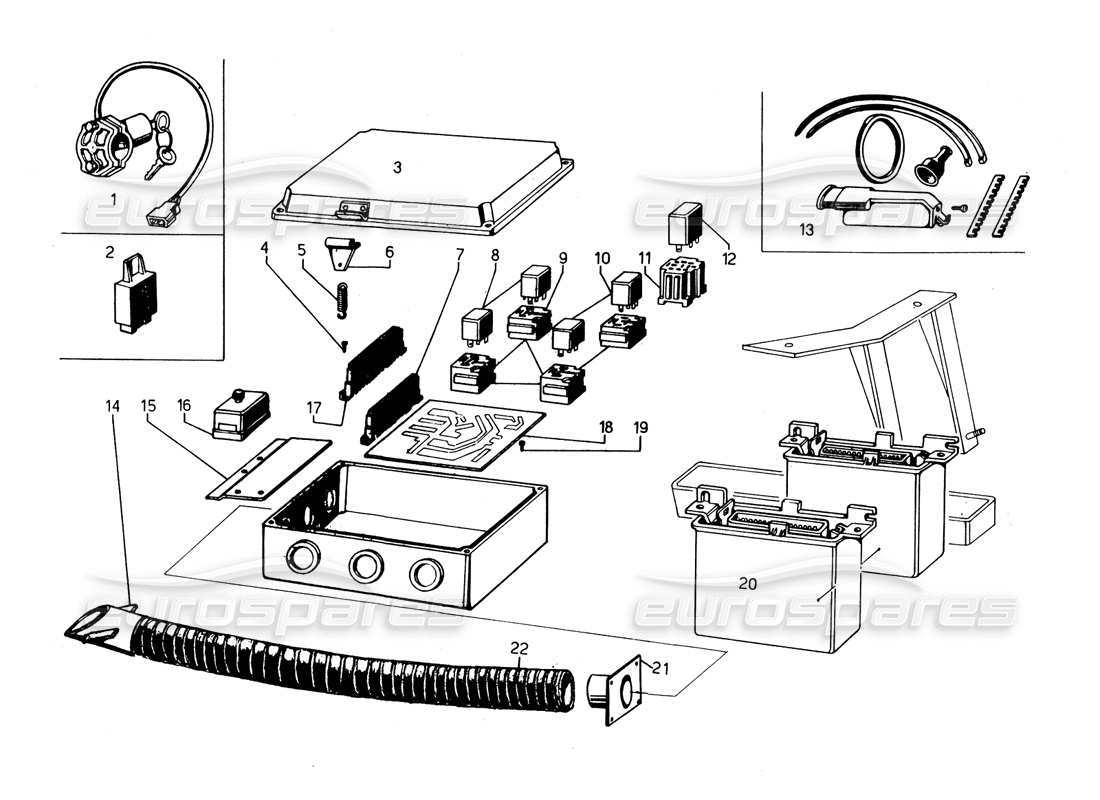 lamborghini countach 5000 qvi (1989) teilediagramm des elektrischen systems