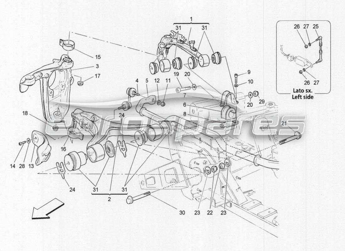 maserati grancabrio mc centenario vordere aufhängung teilediagramm