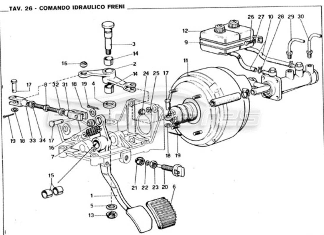 ferrari 246 gt series 1 bremshydrauliksystem teilediagramm