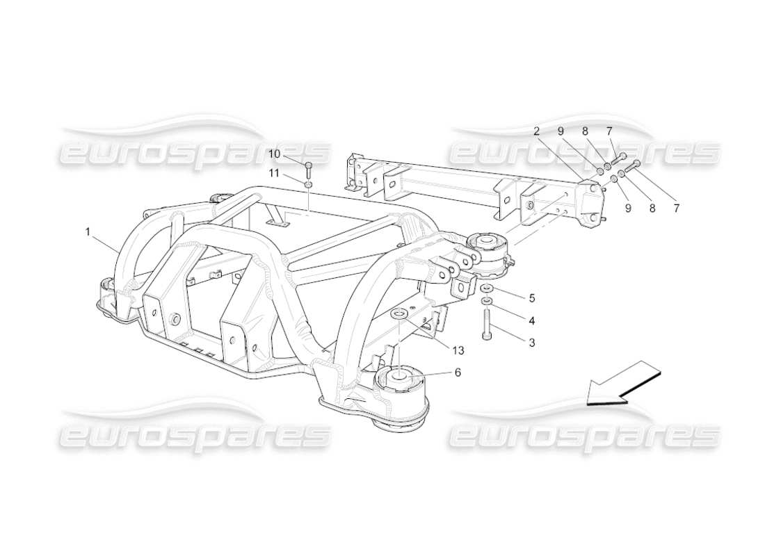 maserati grancabrio (2011) 4.7 hinteres fahrgestell teilediagramm