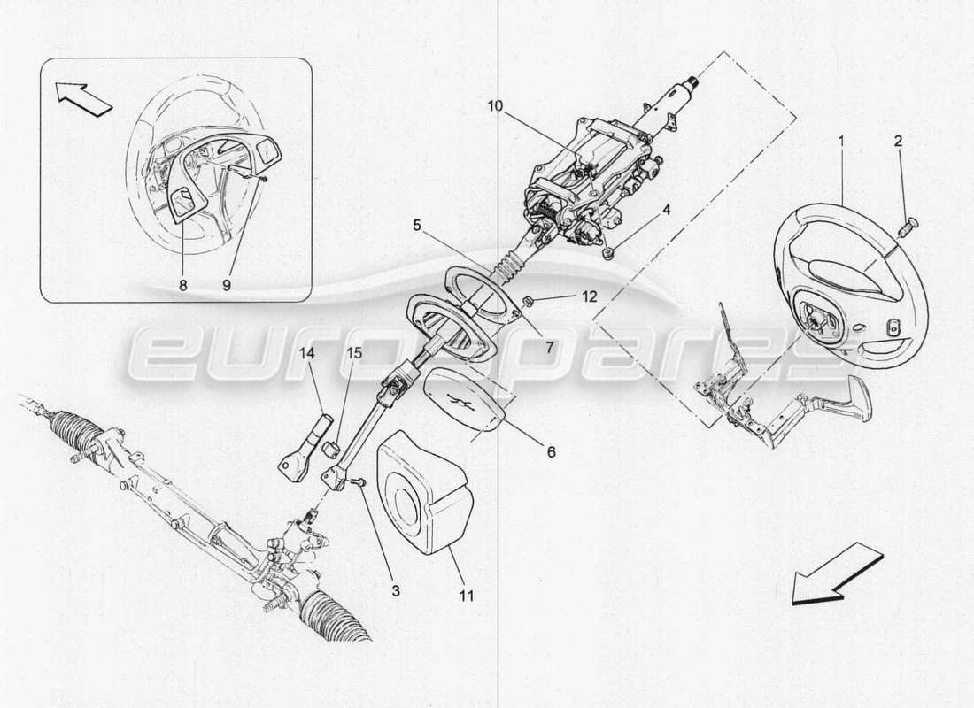 maserati qtp. v8 3.8 530bhp 2014 auto lenksäule und lenkradeinheit teilediagramm