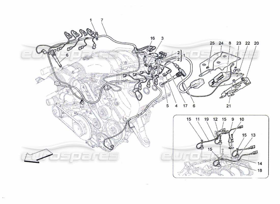 maserati qtp. (2010) 4.7 elektronische steuerung: einspritzung und motorsteuerung teilediagramm