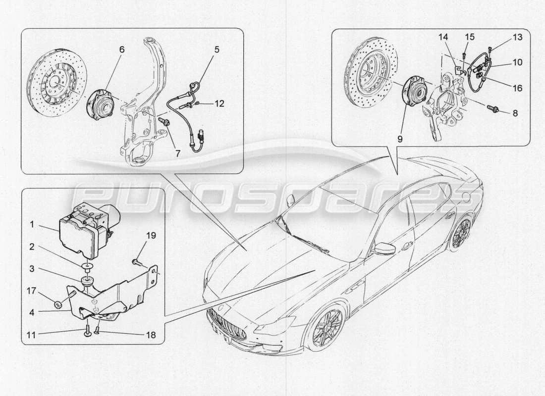 maserati qtp. v8 3.8 530bhp 2014 auto bremssteuersysteme teilediagramm