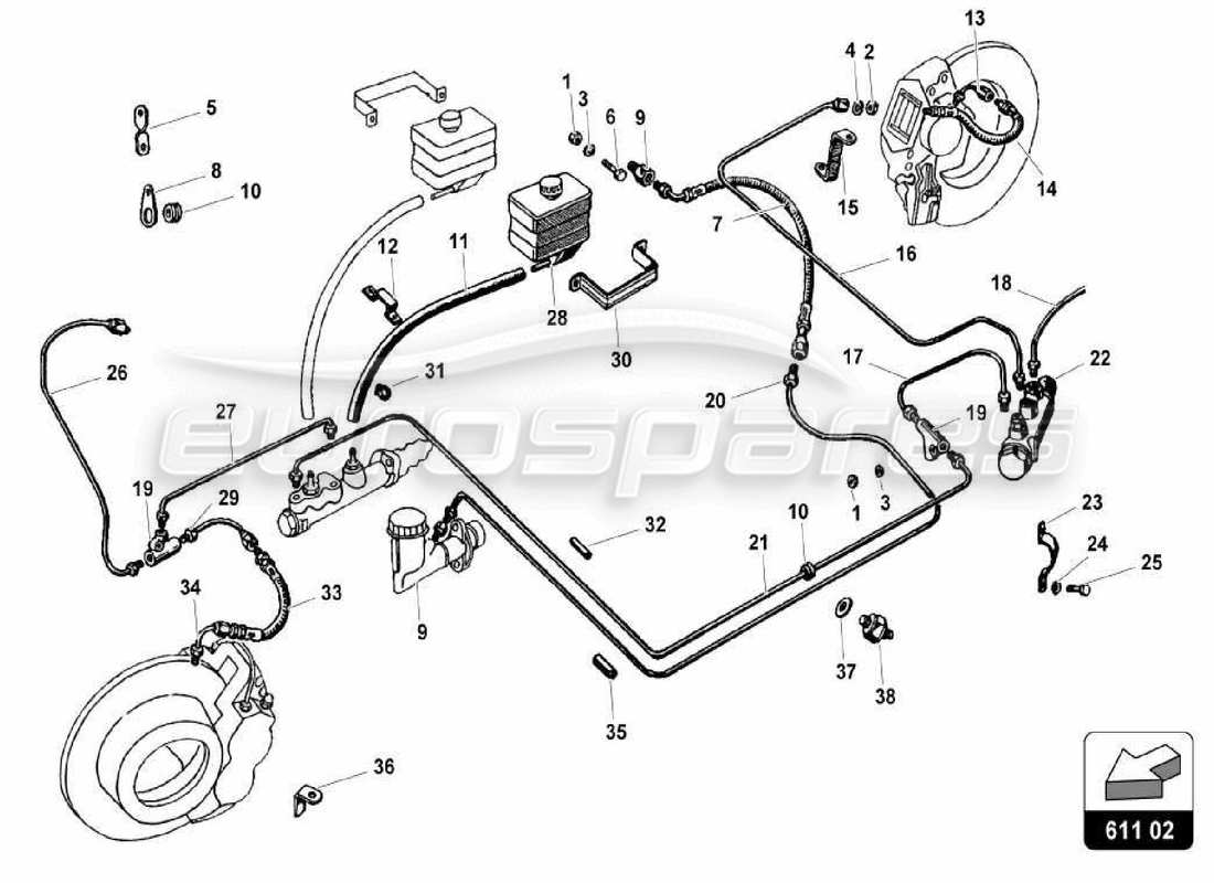 lamborghini miura p400s bremssystem teilediagramm