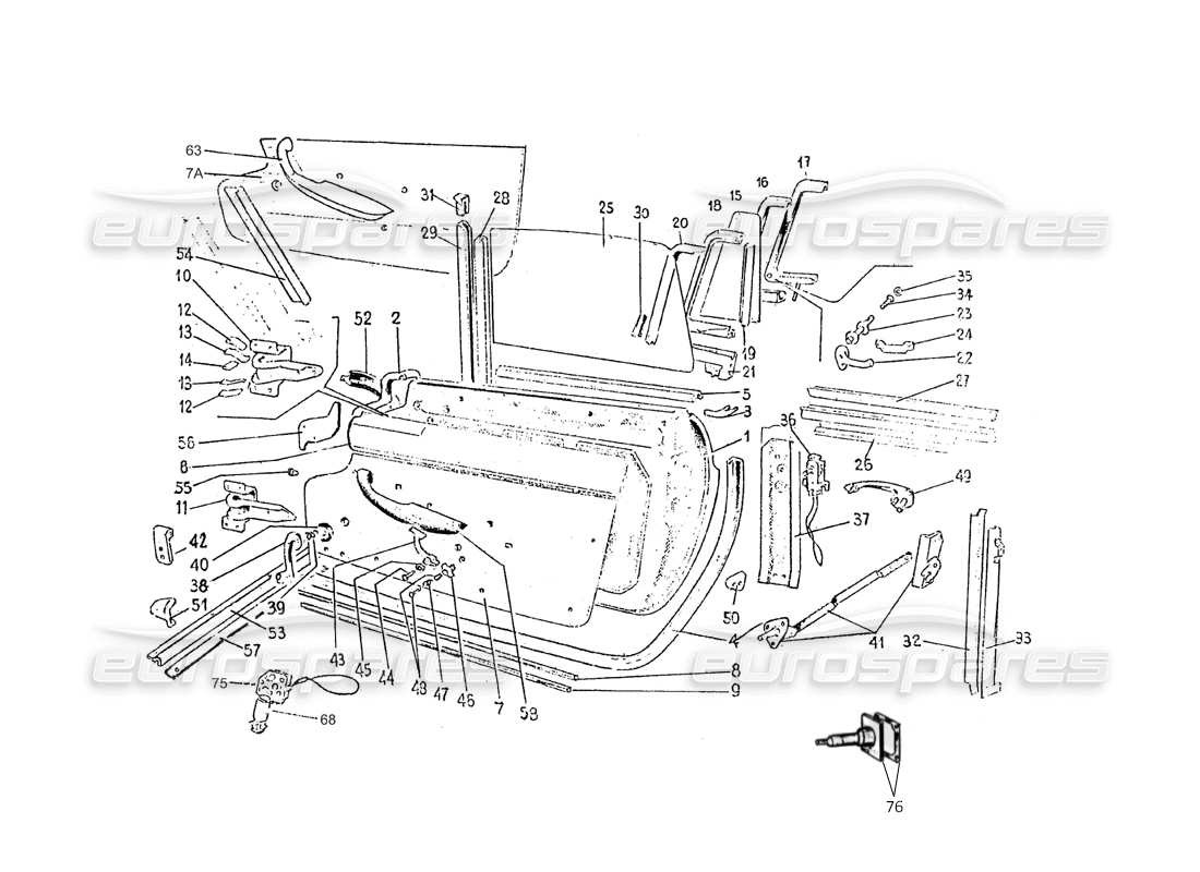 ferrari 275 (pininfarina coachwork) türengruppe teilediagramm