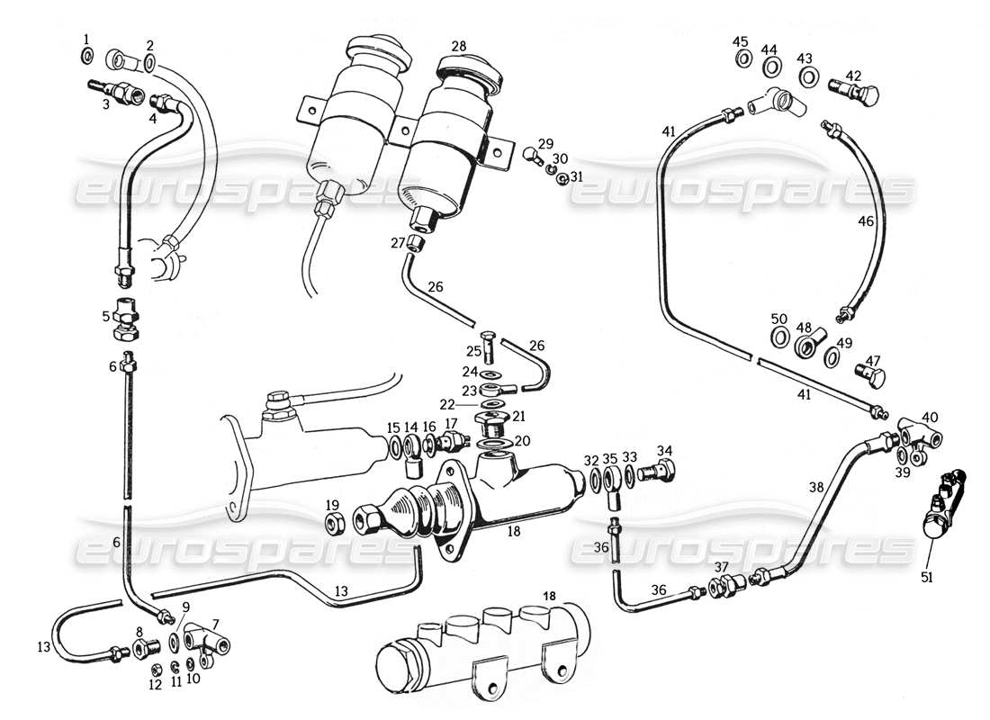 ferrari 250 gte (1957) teilediagramm der hydraulischen bremssteuerung