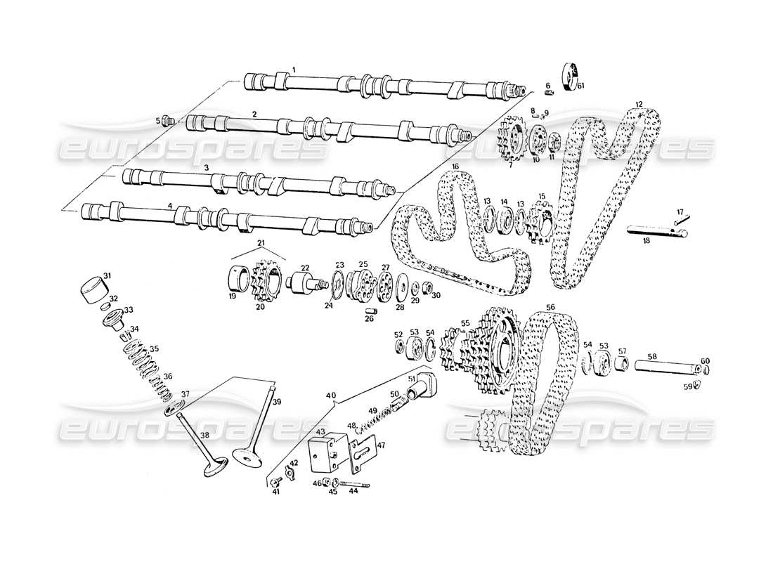 maserati khamsin zeitliche koordinierung teilediagramm